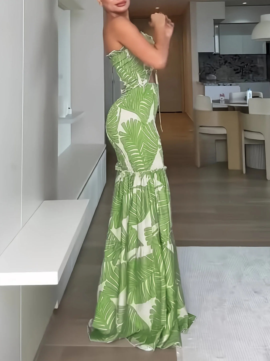 Beatrice | Stylish Ruched Bandeau Dress With Tie Detail