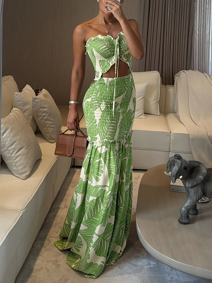 Beatrice | Stylish Ruched Bandeau Dress With Tie Detail