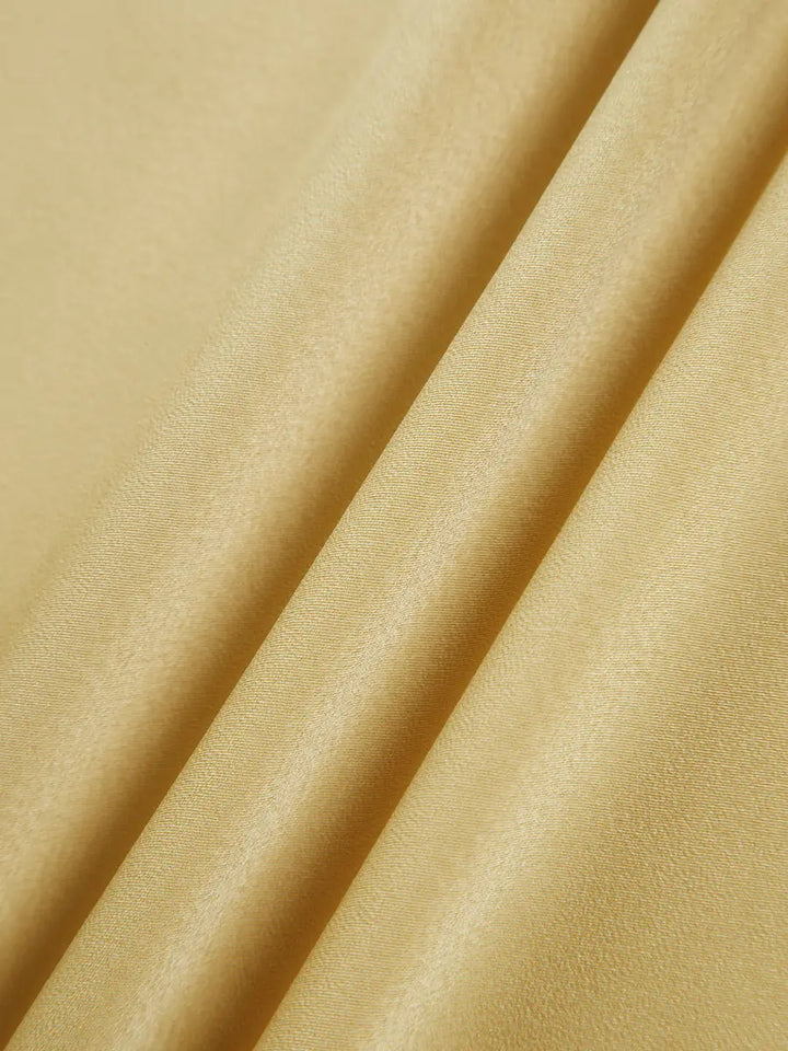 Yellow Women's Satin Maxi Dress Back Slit — Robyn One-Shoulder Cut-Out - Fabric Texture