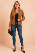 Women's Short Double Breasted Blazer — Cami Military Button-Front Cropped