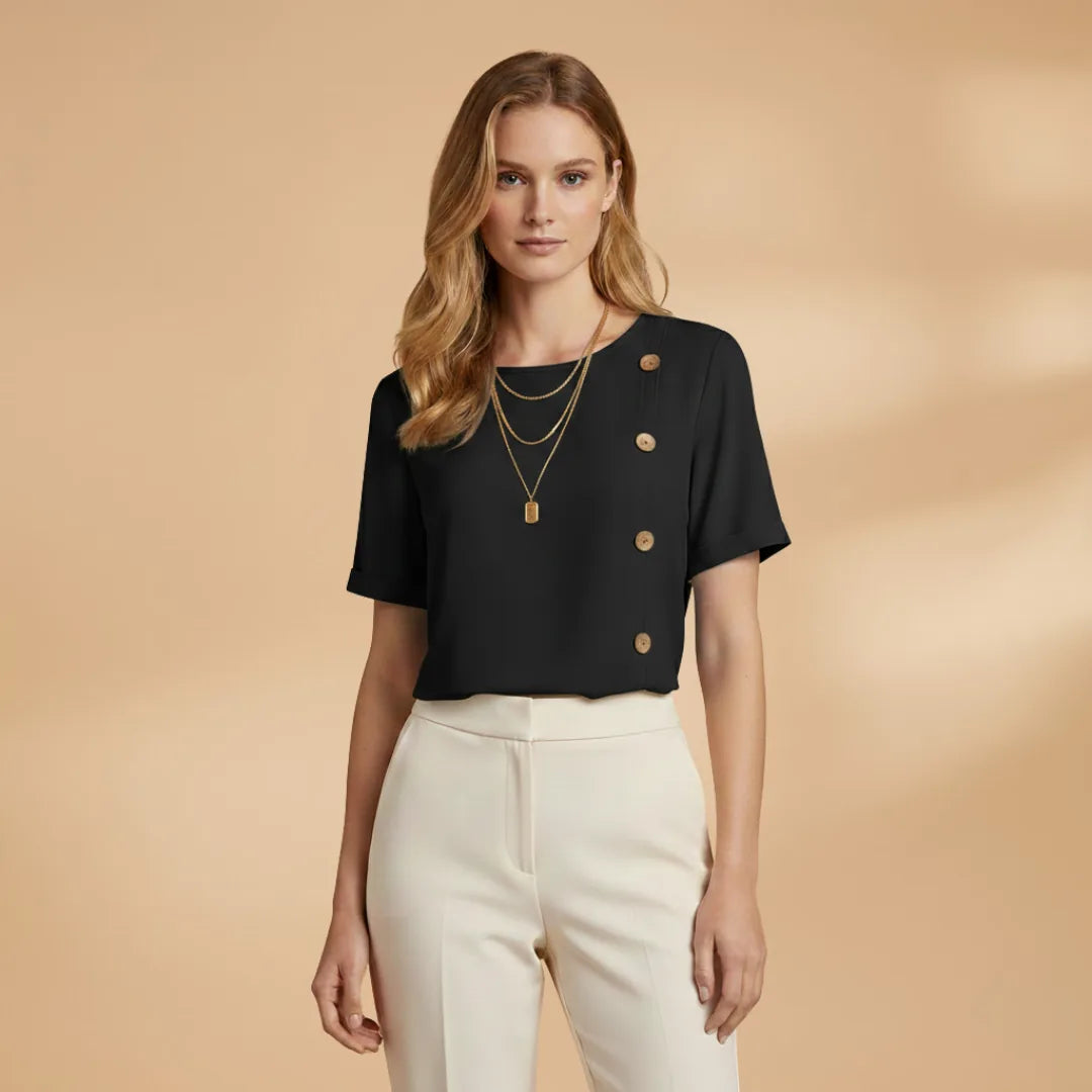 Amelia | Stylish Short Sleeve Blouse with Side Buttons