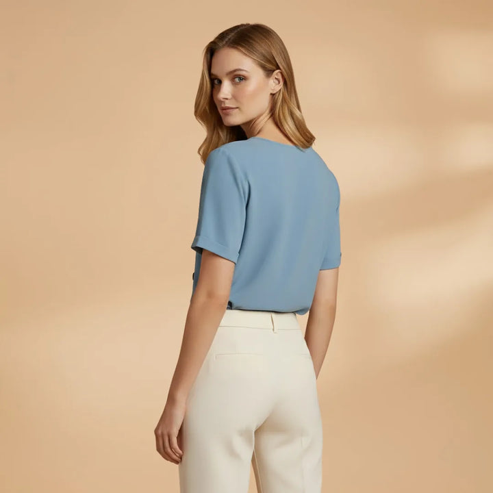 Amelia | Stylish Short Sleeve Blouse with Side Buttons