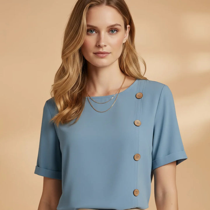 Amelia | Stylish Short Sleeve Blouse with Side Buttons