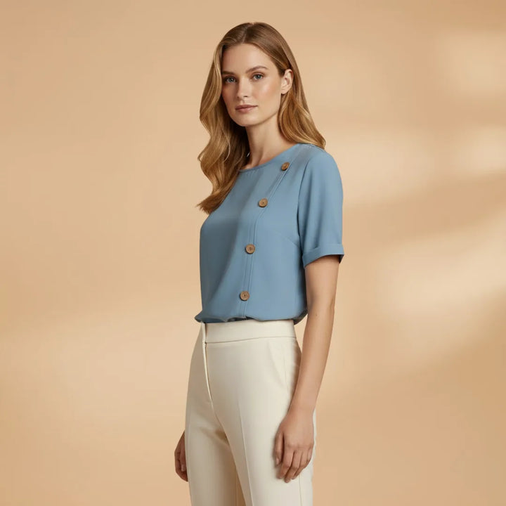 Amelia | Stylish Short Sleeve Blouse with Side Buttons