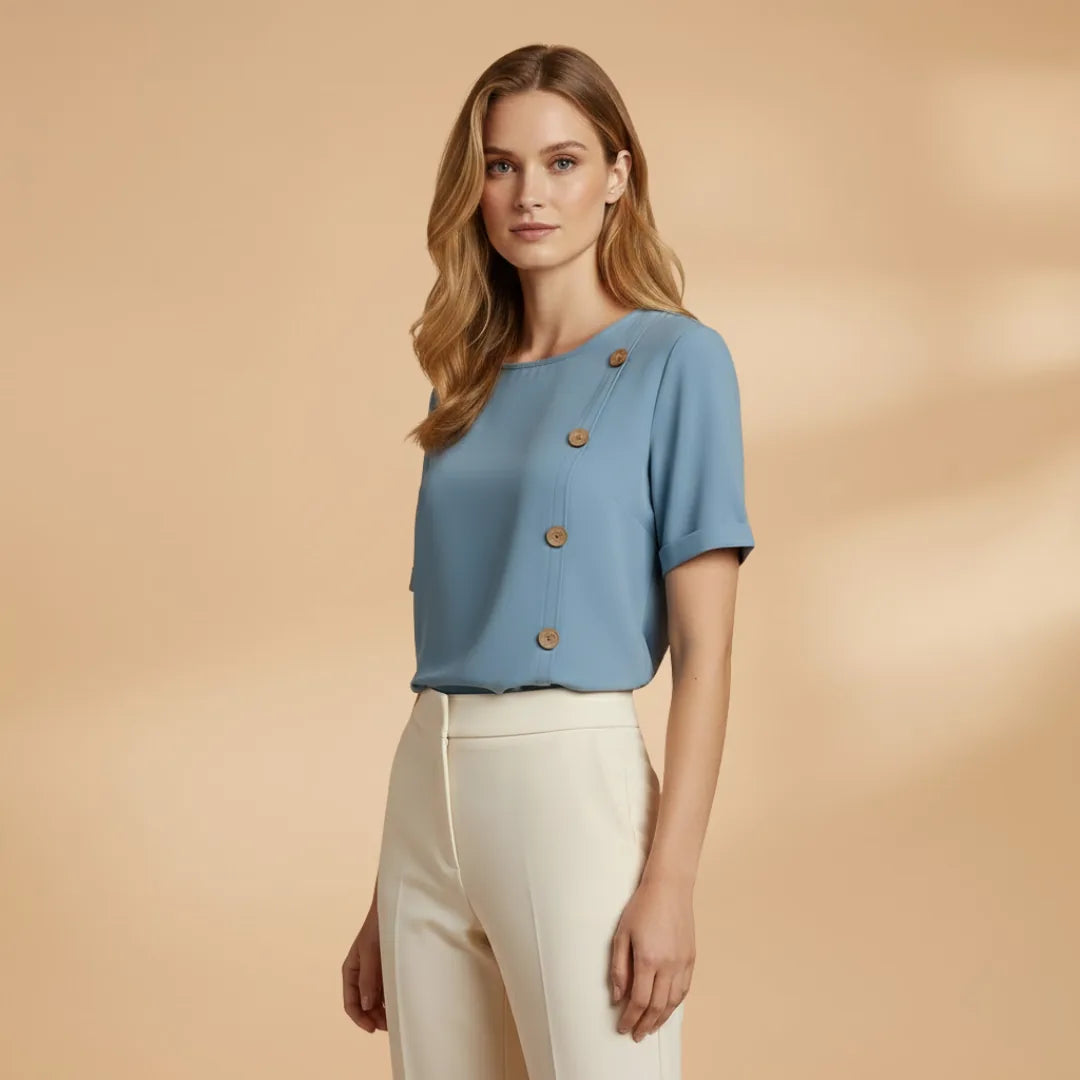Amelia | Stylish Short Sleeve Blouse with Side Buttons