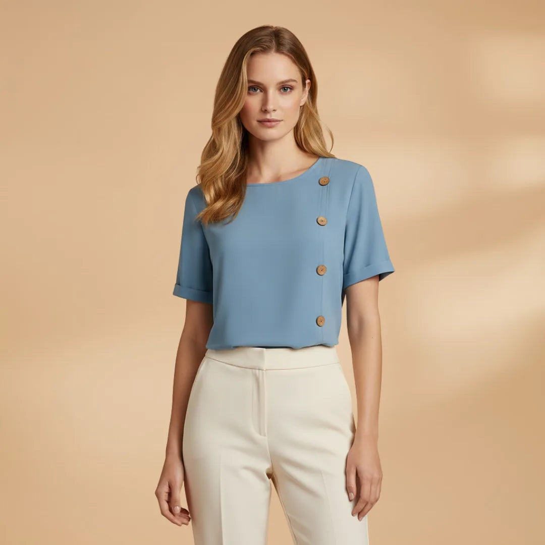 Amelia | Stylish Short Sleeve Blouse with Side Buttons