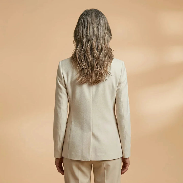 White Women's Single Button Professional Blazer — Faith Classic Lapel - Back View