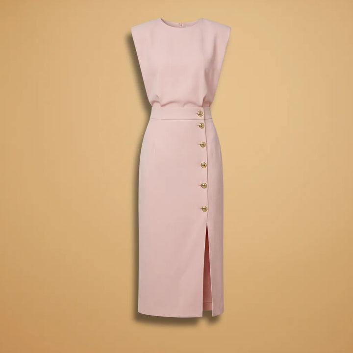 Camille | Elegant Sleeveless Button-Front Midi Dress
