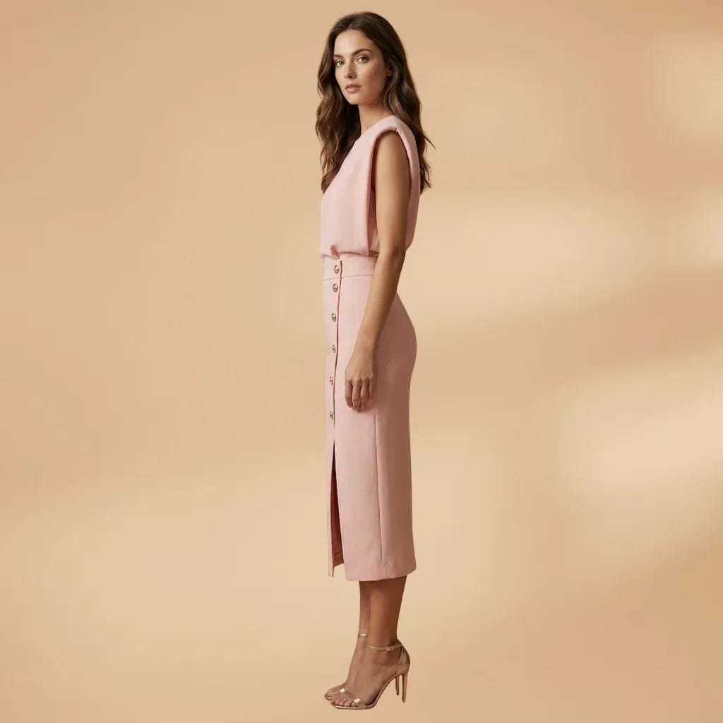 Camille | Elegant Sleeveless Button-Front Midi Dress