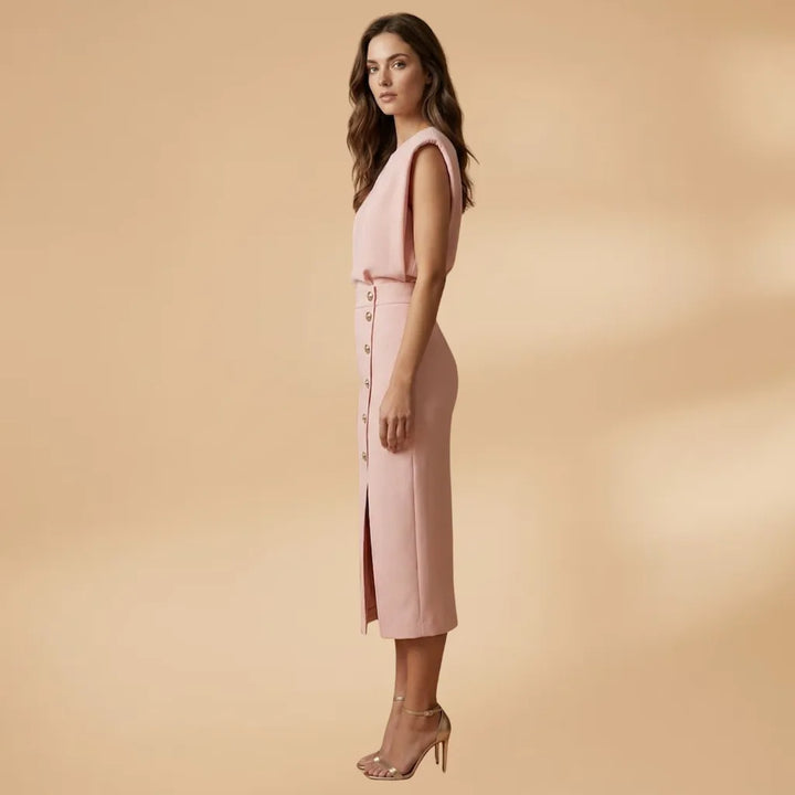 Camille | Elegant Sleeveless Button-Front Midi Dress