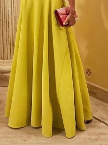 Yellow Women's Sleeveless Evening Dress — Ember A-Line Two-Piece - Skirt Detail