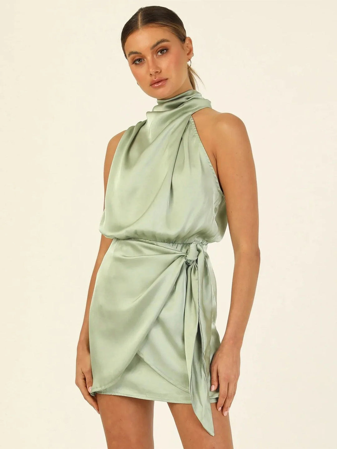 Margot | Sleeveless Halter Neck Dress With Wrap Waist
