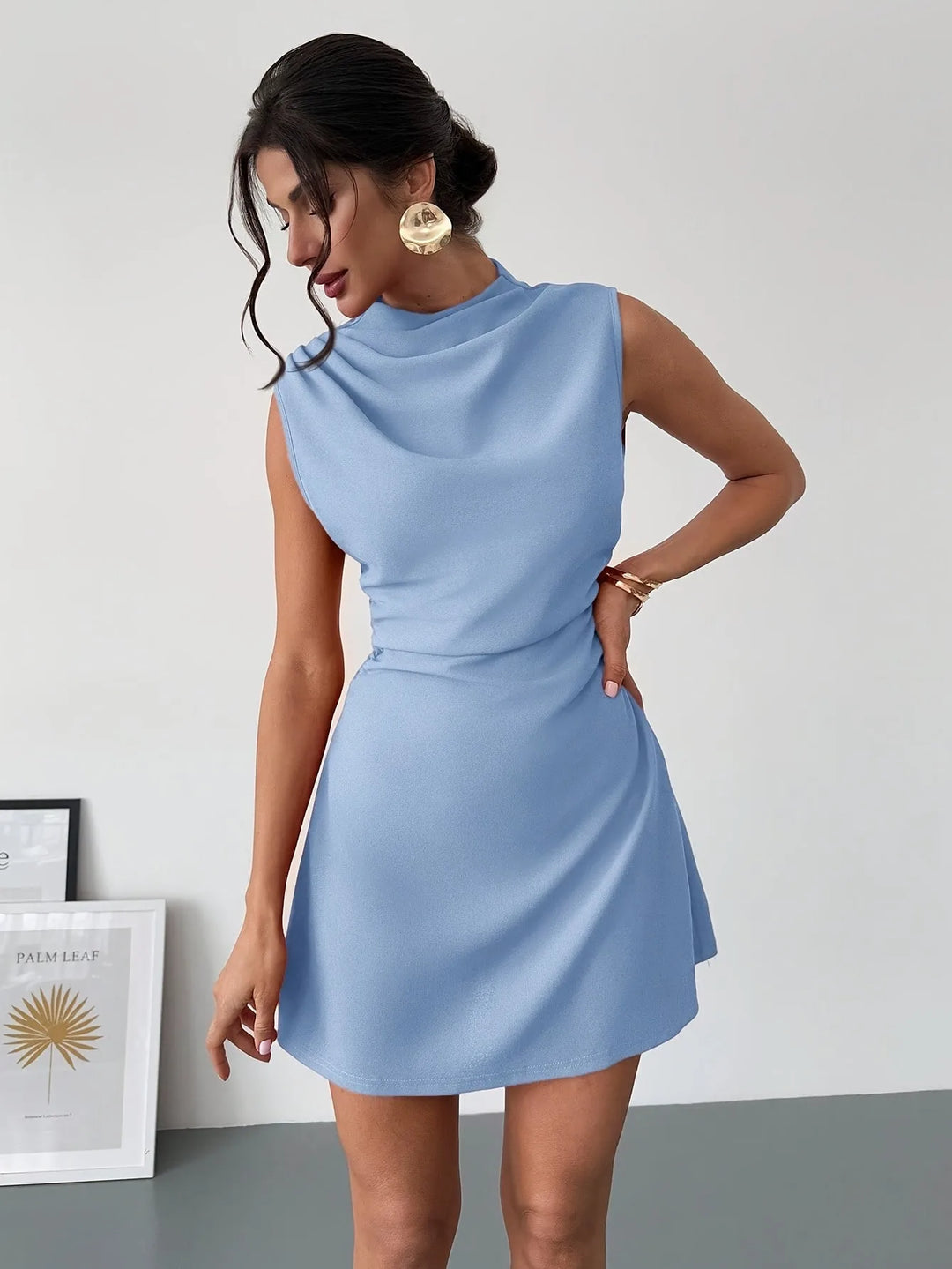 Priscilla | Sleeveless Pleated A-Line Mini Baby Blue Dress