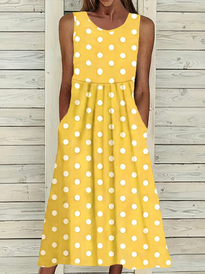 Nora | Sleeveless Polka Dot Dress with Round Neck