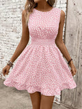 Josephine | Chic Sleeveless Polka Dot Pink Midi Dress