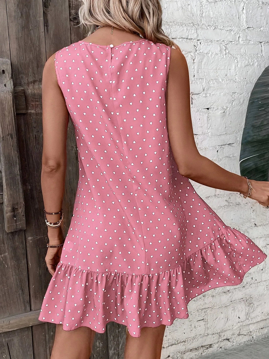 Luna | Sleeveless Tiered Polka Dot Dress With Ruffle Hem