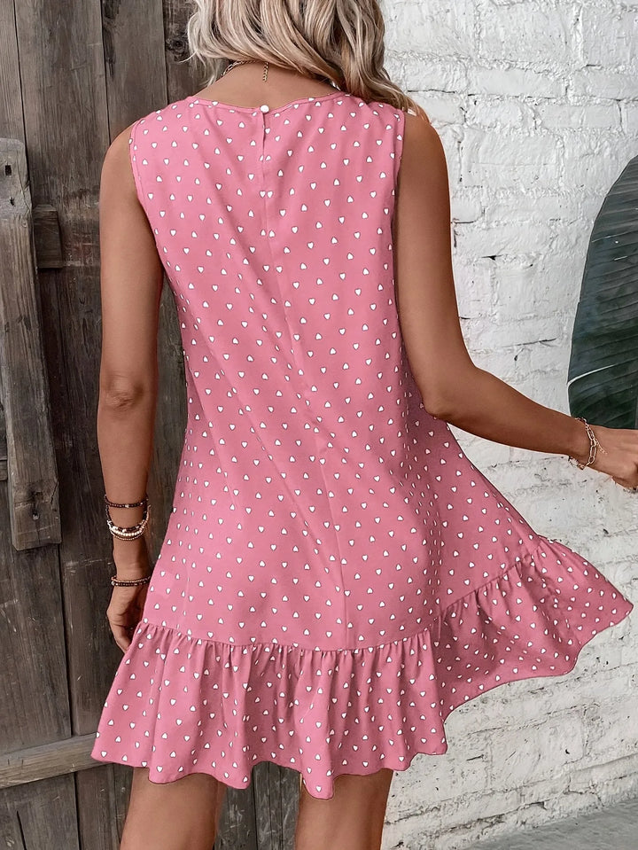 Luna | Sleeveless Tiered Polka Dot Dress With Ruffle Hem