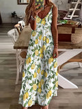 Rosalind | Sleeveless V-Neck Lemon Maxi Dress