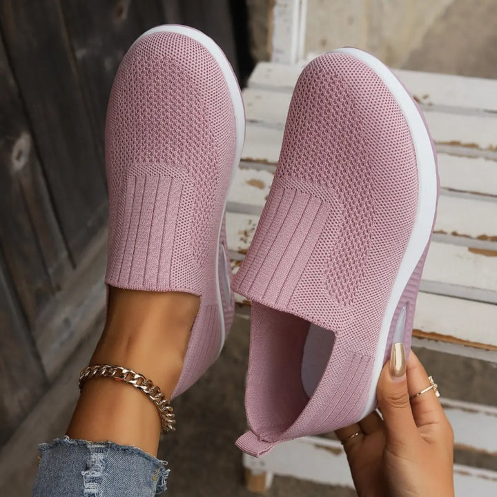 Light Pink Comfortable Women's Orthopaedic Shoes with Air Cushion - Close Up Detail