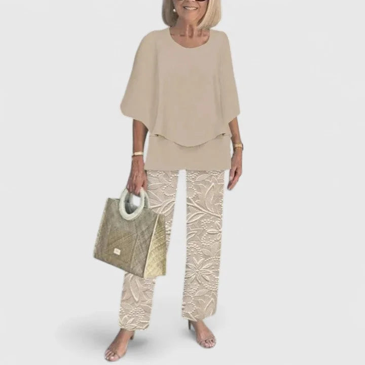 Cream Sophisticated Two-Piece Set - Worn Lifestyle
