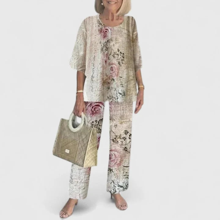 Floral Sophisticated Two-Piece Set - Vintage Print