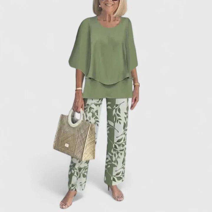 Green Sophisticated Two-Piece Set - Front Pose