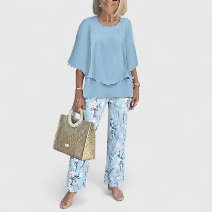 Light Blue Sophisticated Two-Piece Set - Back Detail
