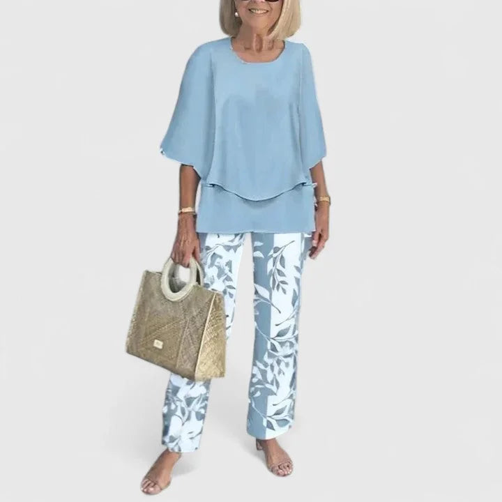Light Blue Sophisticated Two-Piece Set - Casual Stance
