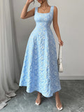 Phoebe | Square Neck Sleeveless Baby Blue Dress