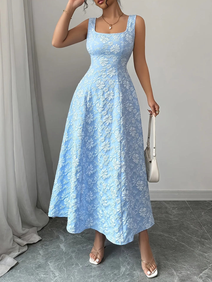 Phoebe | Square Neck Sleeveless Baby Blue Dress