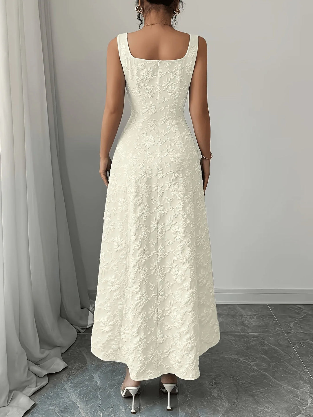 Phoebe | Square Neck Sleeveless Baby Blue Dress
