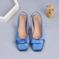 Women's Square Toe Slingback Flats — Eva Bow Detail Ballet Style
