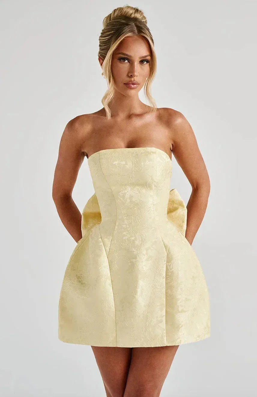 Iris | Elegant Backless Mini Dress with Bow Detail