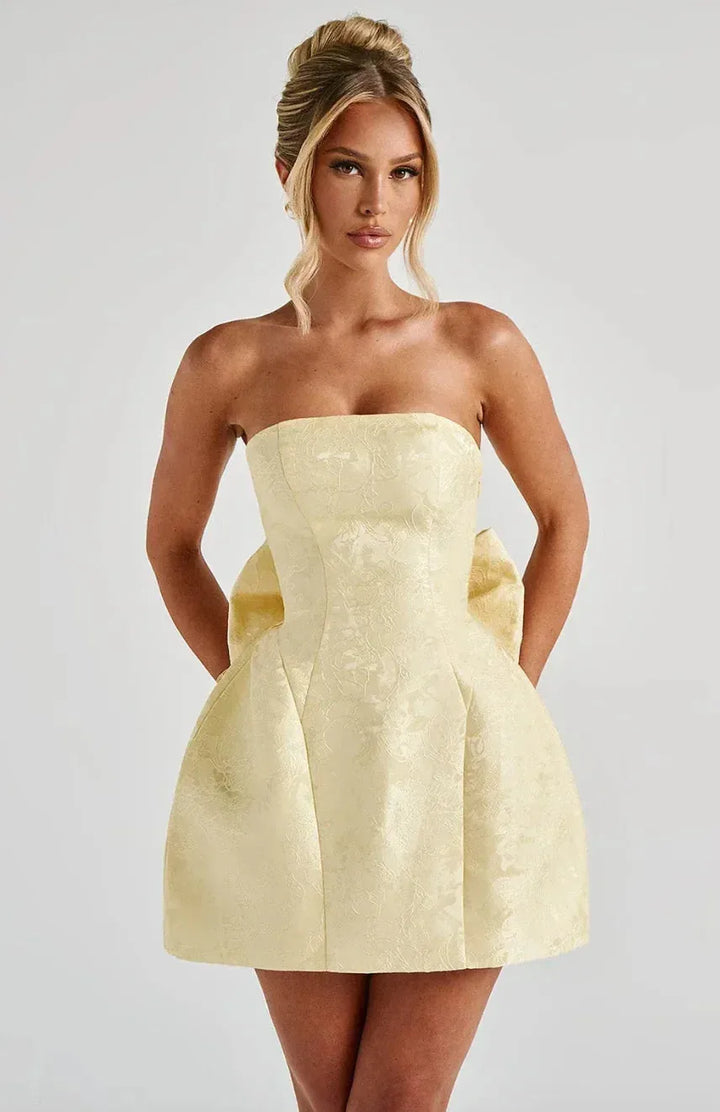 Iris | Elegant Backless Mini Dress with Bow Detail