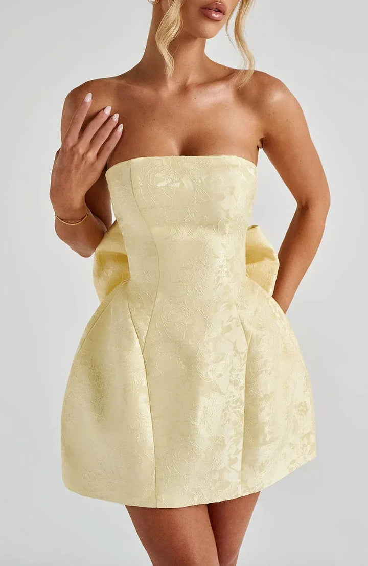 Iris | Elegant Backless Mini Dress with Bow Detail