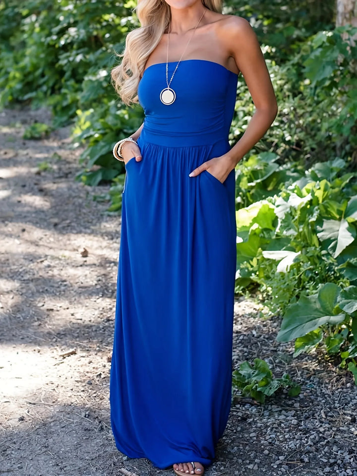 Beatrice | Strapless Bandeau Maxi Dress With Pockets