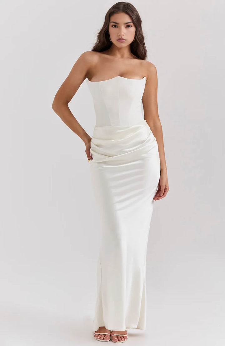 Camille | Elegant Strapless Corset Maxi Dress