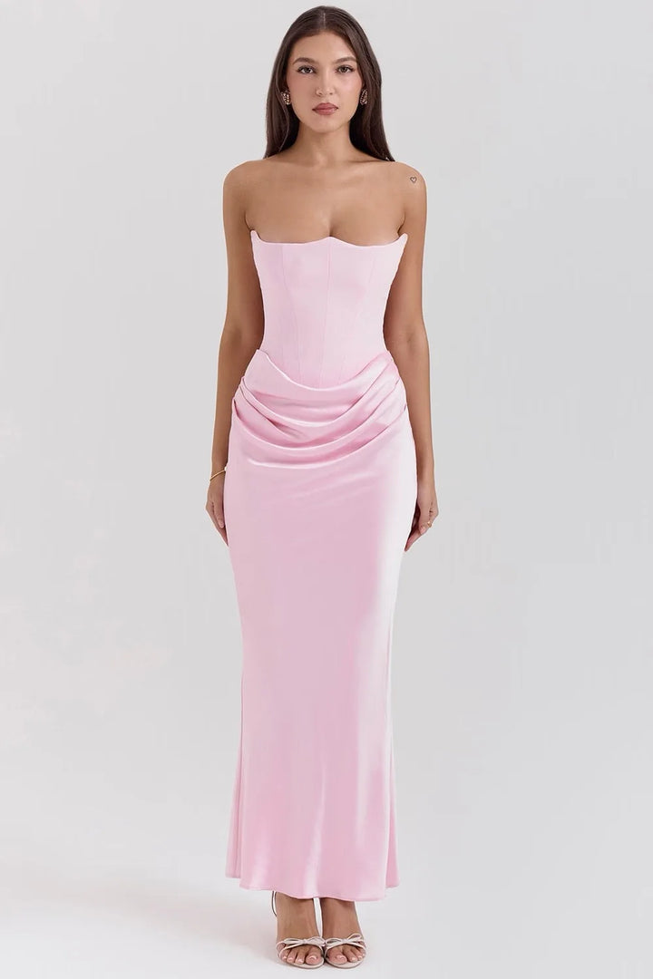 Camille | Elegant Strapless Corset Maxi Dress