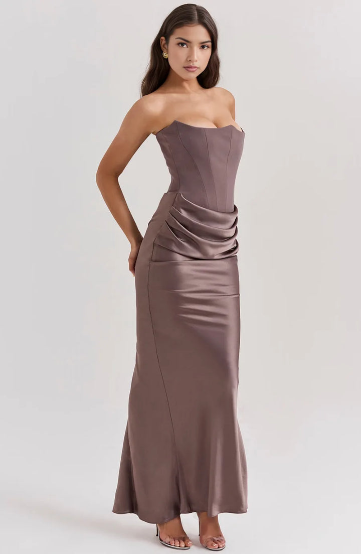 Camille | Elegant Strapless Corset Maxi Dress