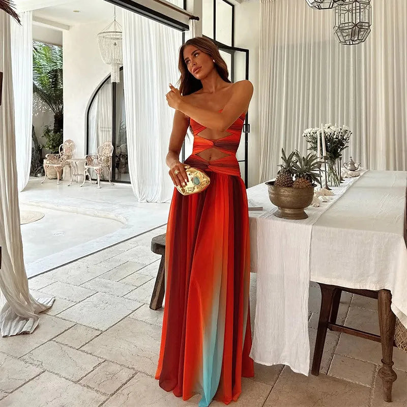 Isabella | Elegant Strapless Cutout Maxi Dress