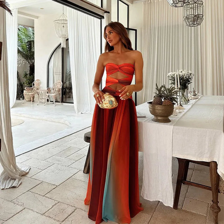 Isabella | Elegant Strapless Cutout Maxi Dress