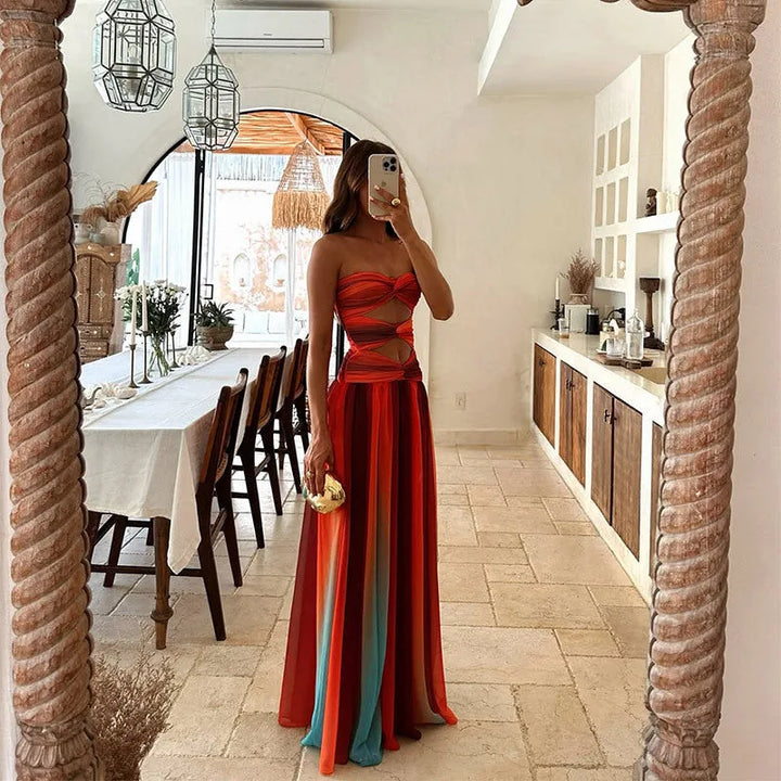 Isabella | Elegant Strapless Cutout Maxi Dress
