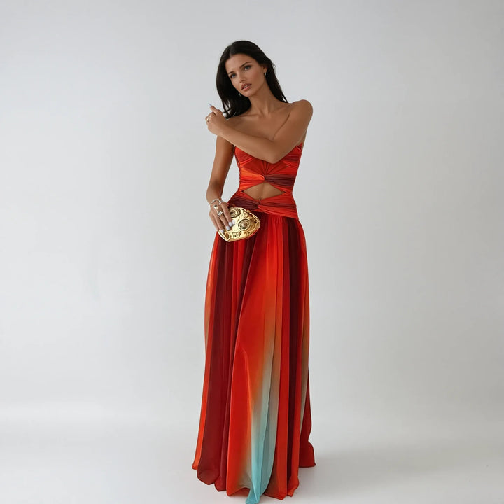 Isabella | Elegant Strapless Cutout Maxi Dress