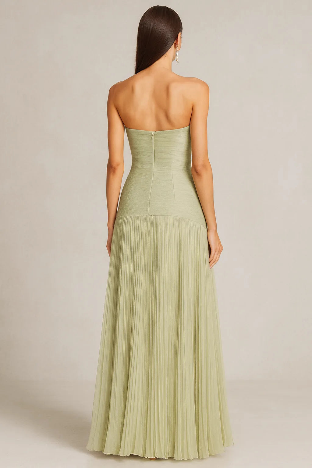 Vivienne | Elegant Strapless Pleated Wedding Guest Maxi Dress