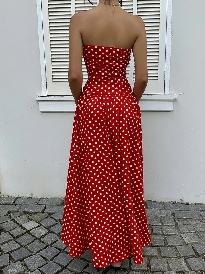 Clara | Strapless Polka Dot Dress