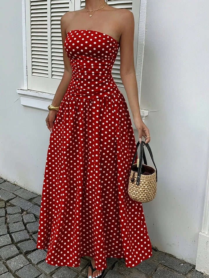 Clara | Strapless Polka Dot Dress