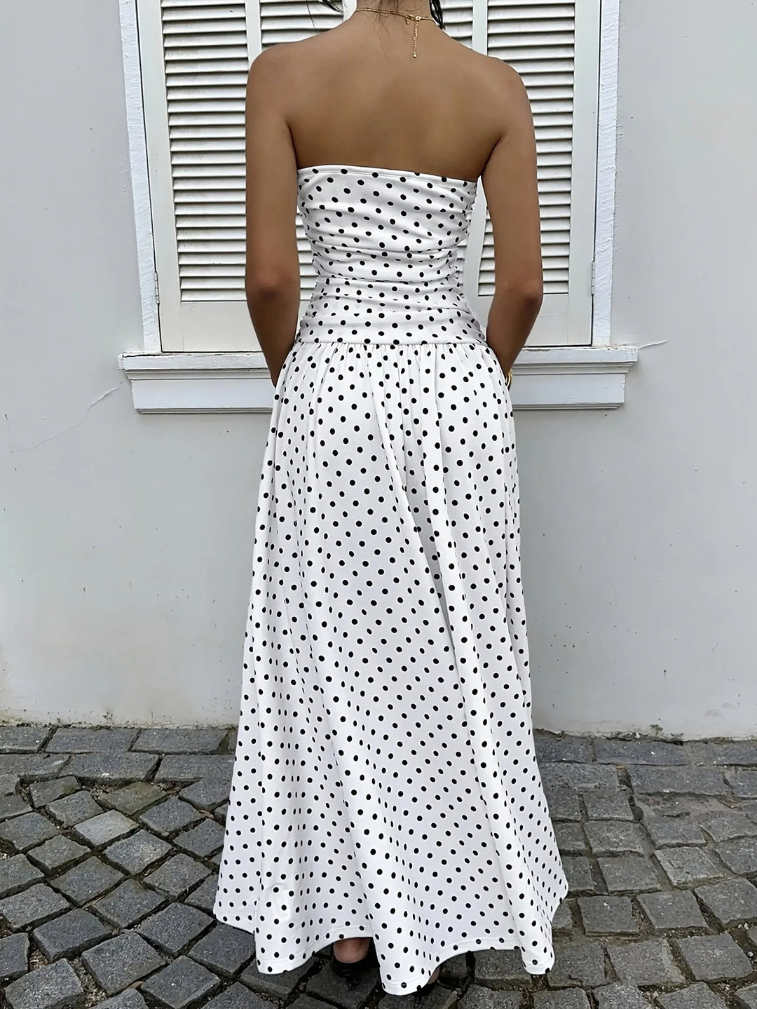 Clara | Strapless Polka Dot Dress