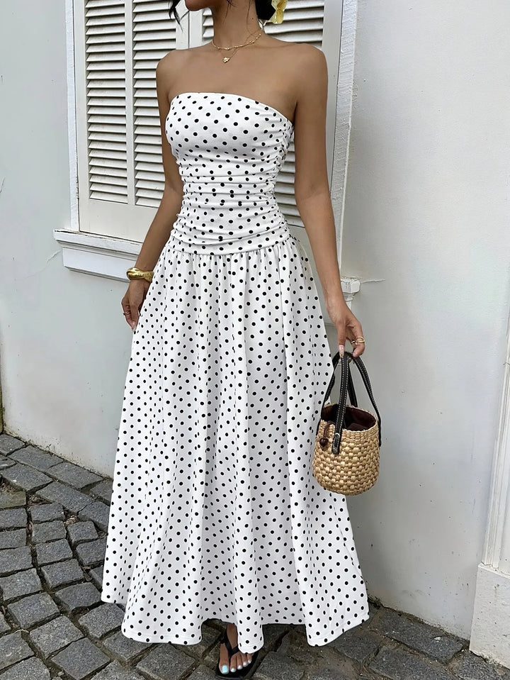 Clara | Strapless Polka Dot Dress