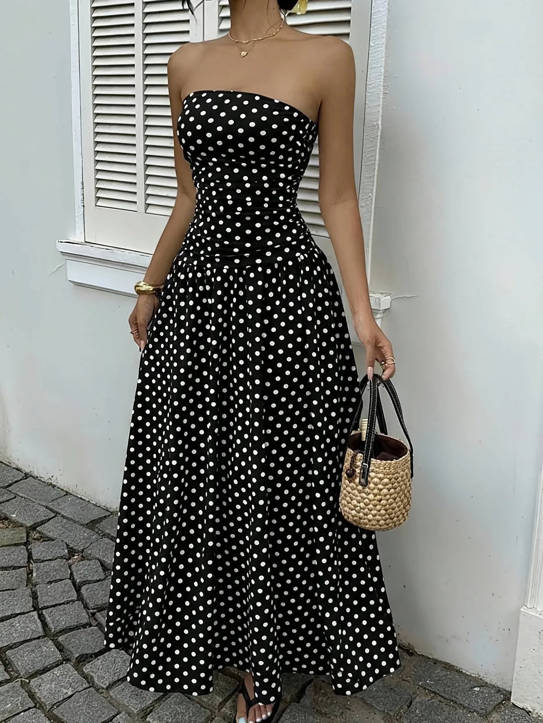 Beatrice | Stylish Strapless Polka Dot Dress