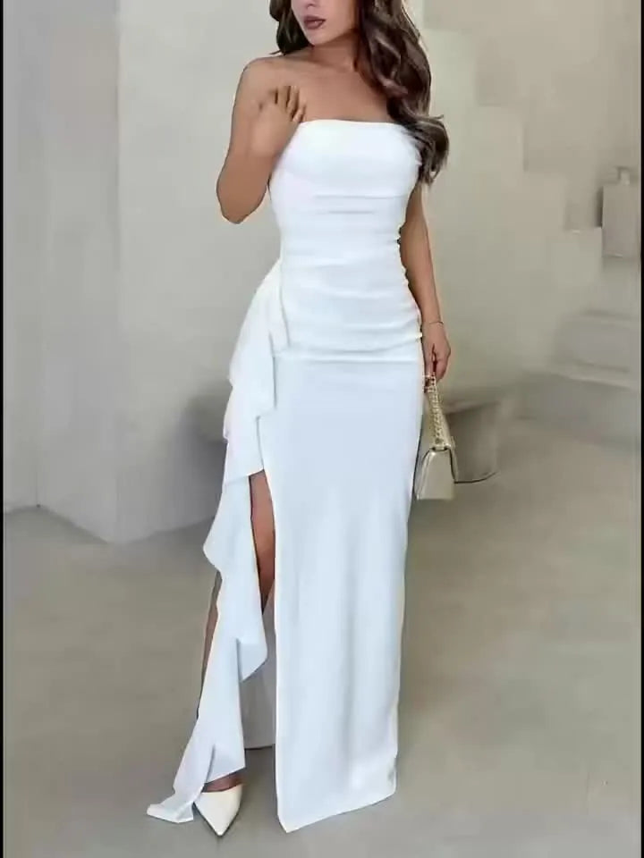 Paloma | Elegant Strapless Ruffled Bandeau Dress